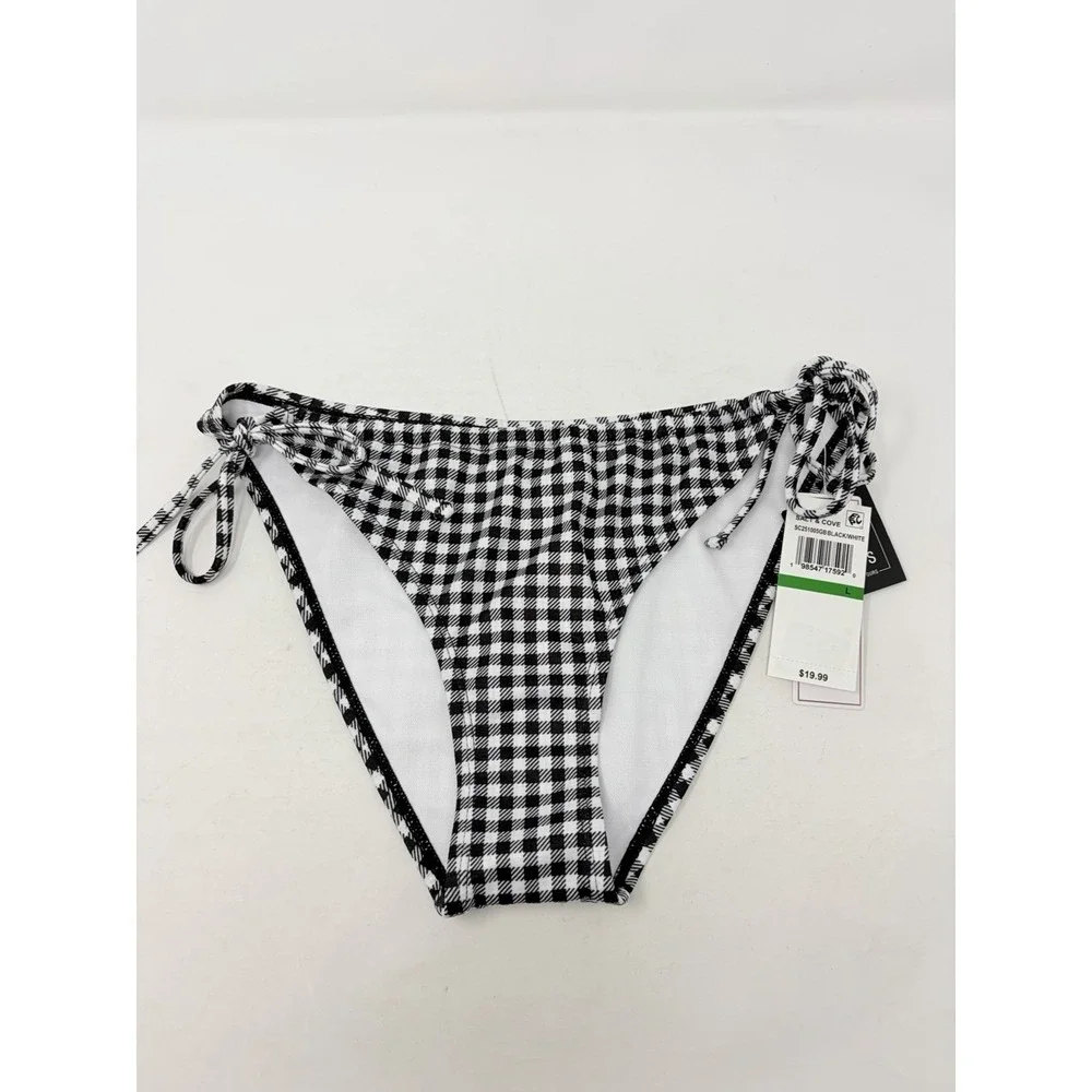 Salt + Cove Juniors Size Large Gingham Plaid Side-Tie String Bikini Bottoms 1387